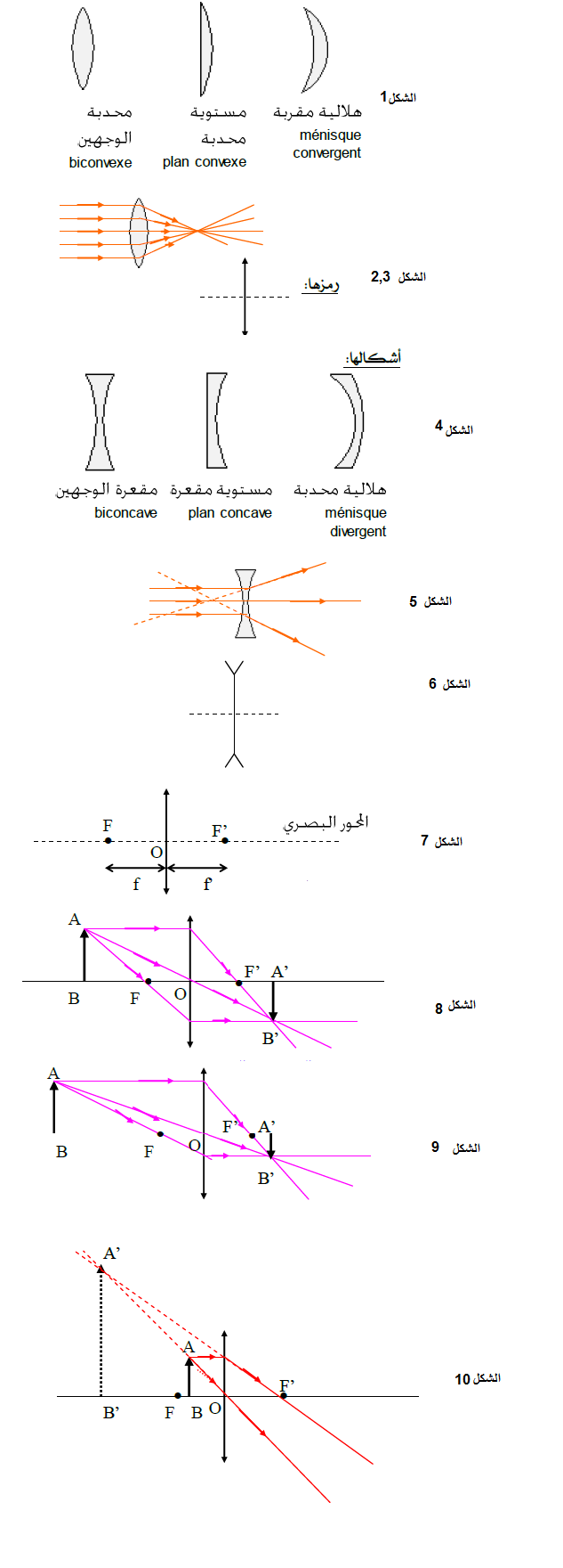 الملخص العدسات