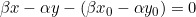 \small \beta x-\alpha y-(\beta x_{0}-\alpha y_{0})=0
