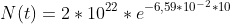 N(t)=2*10^{22}*e^{-6,59*10^{-2}*10}