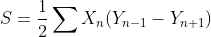 S=\frac{1}{2}\sum X_{n}(Y_{n-1}-Y_{n+1})