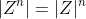 |Z^n|=|Z|^n