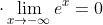 \cdot \lim_{x\rightarrow -\infty}e^x=0~~~~~~~~~~\cdot \lim_{x\rightarrow +\infty}e^x=+\infty