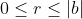 0\leq r\leq |b|