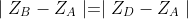 \mid Z_{B}-Z_{A}\mid=\mid Z_{D}-Z_{A}\mid