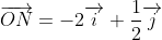 \overrightarrow{ON}=-2\overrightarrow{i}+\frac{1}{2}\overrightarrow{j}