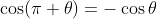 \cos (\pi+\theta )=-\cos \theta