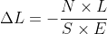 \Delta L=-\frac{N\times L}{S\times E}