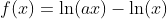 f(x)=\ln (ax)-\ln (x)