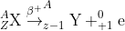 _{Z}^{A}\textrm{X} \overset{\beta ^+}{\rightarrow}_{z-1}^{A}\textrm{Y}+_{+1}^{0}\textrm{e}