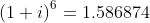 \left (1+i \right )^{6}=1.586874