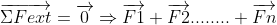 \overrightarrow{\Sigma Fext}=\overrightarrow{0}\Rightarrow \overrightarrow{F1}+\overrightarrow{F2}........+\overrightarrow{Fn}