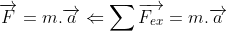 \overrightarrow{F} = m.\overrightarrow{a} \Leftarrow \sum \overrightarrow{F_{ex}} = m.\overrightarrow{a}