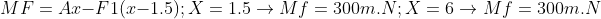 MF=Ax-F1(x-1.5);X=1.5\rightarrow Mf=300m.N ;X=6\rightarrow Mf=300m.N
