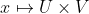 x \mapsto U\times V