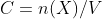 C=n(X)/V