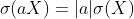 \sigma (aX)=|a|\sigma (X)