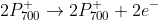 2P^{+}_{700}\rightarrow 2P^{+}_{700}+2 e^{-}