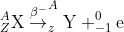 _{Z}^{A}\textrm{X}\overset{\beta ^-}{\rightarrow} _{z}^{A}\textrm{Y}+_{-1}^{0}\textrm{e}