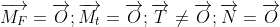 \overrightarrow{M_{F}}=\overrightarrow{O} ;\overrightarrow{M_{t}} =\overrightarrow{O}; \overrightarrow{T}\neq \overrightarrow{O} ; \overrightarrow{N}=\overrightarrow{O}