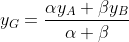 y_{G}=\frac{\alpha y_{A}+\beta y_{B}}{\alpha +\beta }