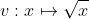 v:x \mapsto \sqrt x