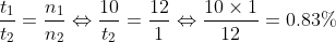 \frac{t_{1}}{t_{2}}=\frac{n_{1}}{n_{2}}\Leftrightarrow \frac{10}{t_{2}}=\frac{12}{1}\Leftrightarrow \frac{10\times 1}{12}=0.83\%