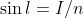 \sin l=I/n