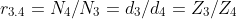 r_{3.4}=N_{4}/N_{3}=d_{3}/d_{4}=Z_{3}/Z_{4}