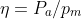 \eta =P_{a}/p_{m}