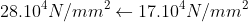 28.10^{4} N/mm^{2}\leftarrow 17.10^{4}N/mm^{2}