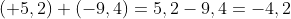 (+5,2) + (-9,4) = 5,2 - 9,4 = -4,2
