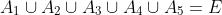 A_1\cup A_2\cup A_3\cup A_4\cup A_5=E