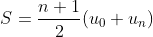 S=\frac{n+1}{2}(u_0+u_n)