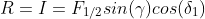 R=I=F_{1/2}sin(\gamma )cos(\delta _{1})