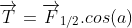 \overrightarrow{T}=\overrightarrow{F}_{1/2}.cos(a)