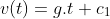 v(t) = g.t + c_{1}
