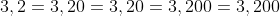 3,2 = 3,20 = 3,20 = 3,200 = 3,200